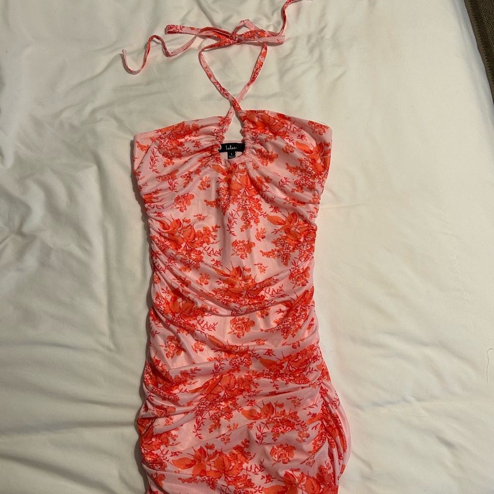 Lulu's Coral and Pink Floral Dress